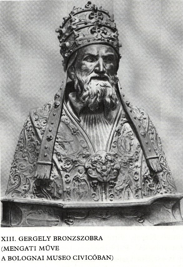 XIII. Gergely bronzszobra - Mengati műve